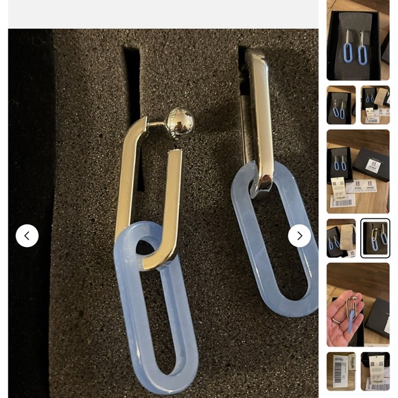 BURBERRY - Chain Link Earrings In Palladio Blue - Picture 2 of 9